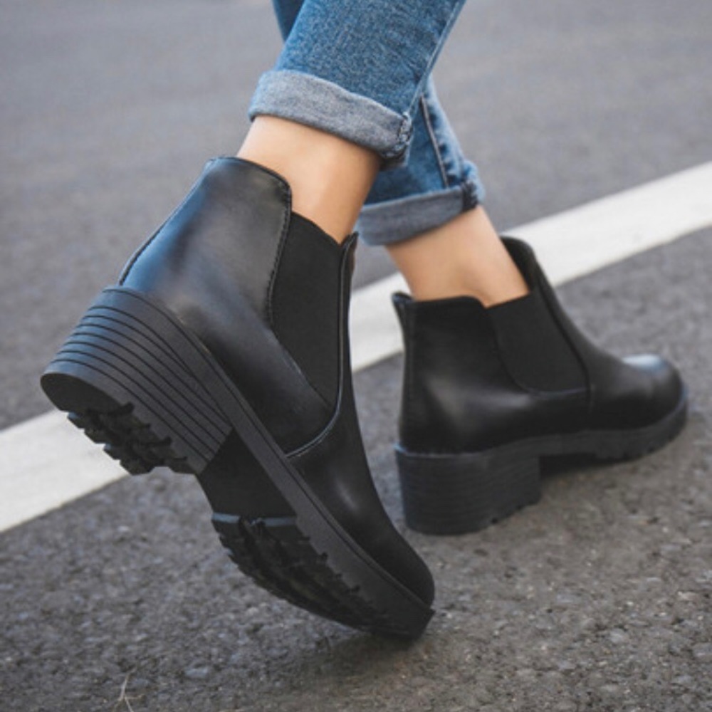Black chelsea booties